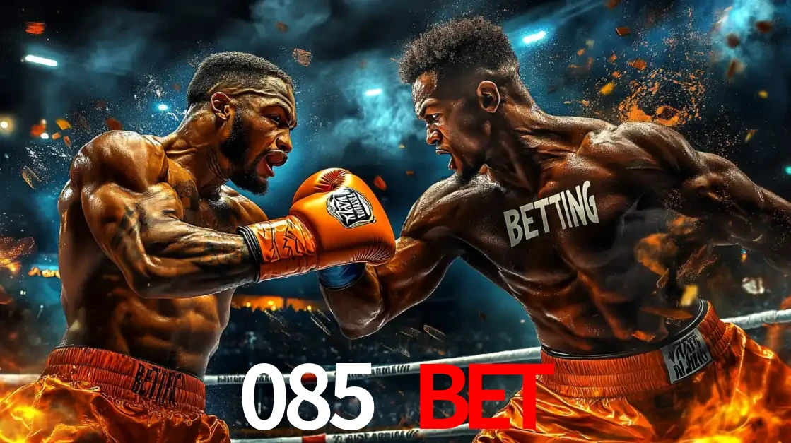 Dois boxeadores em uma luta intensa e explosiva, representando a adrenalina e as oportunidades de apostas em esportes de combate disponíveis na plataforma 085 BET.