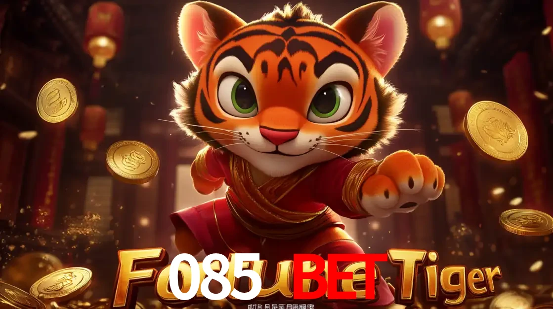 O carismático mascote do jogo de slot Fortune Tiger, um tigre fofo em pose de artes marciais, pronto para trazer sorte e multiplicadores de ganhos no cassino online 085 BET.